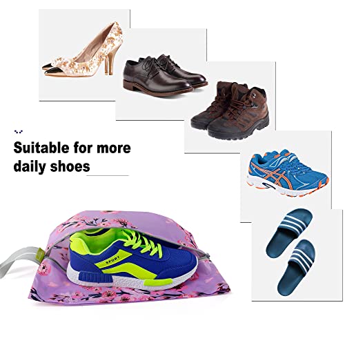 Shoe Organizer 6pcs Shoe Bags with Zipper Closure (Green-plum Flower)