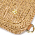 Faux Straw Crossbody Bags for Women Small RFID Summer Sling Bag (Dessert Khaki)