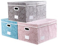 Extra Large Collapsible Storage Cubes with Lids Fabric Decorative Storage Bins Boxes Organizer Baskets with Cover Handles for Bedroom Closet Living Room 19.6x15.7x11.8 Inch 3 Pack (Assorted Color / X Large(3-Pack))