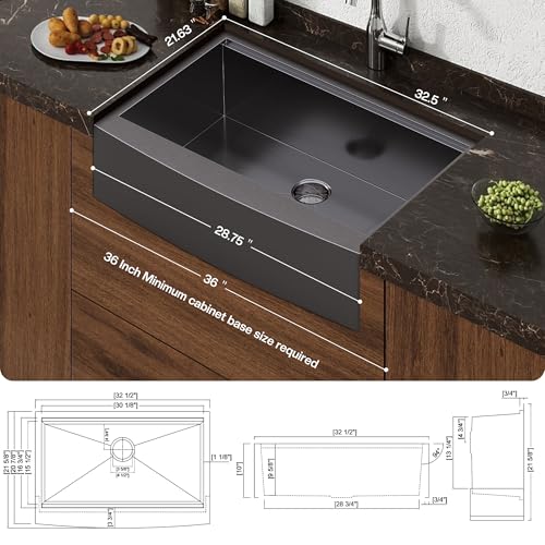 33 x 22 in Farmhouse Workstation Undermount Sink (Carbon black / 32.5-Inch)