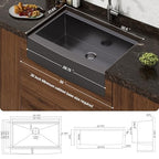 33 x 22 in Farmhouse Workstation Undermount Sink (Carbon black / 32.5-Inch)