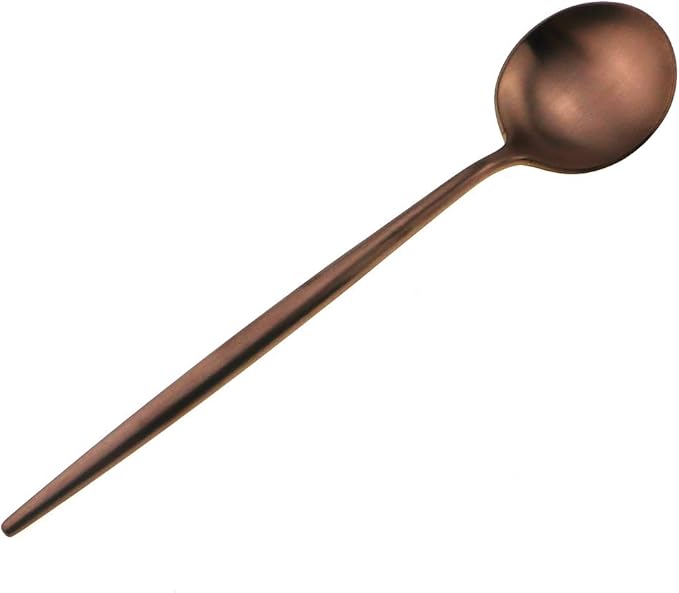 Matte Rose Gold Silverware Set, Gugrida 5-Piece 18/10 Stainless Steel Satin - Image 4