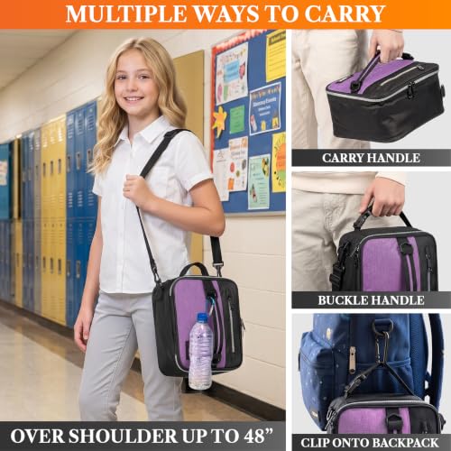 Insulated Lunch Bag for Men Women Kids (Heather Purple / One Size)