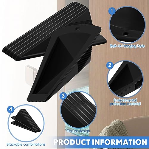 8 Pcs Jumbo Door Stoppers Heavy Duty Rubber Doorstop (Black,Yellow)