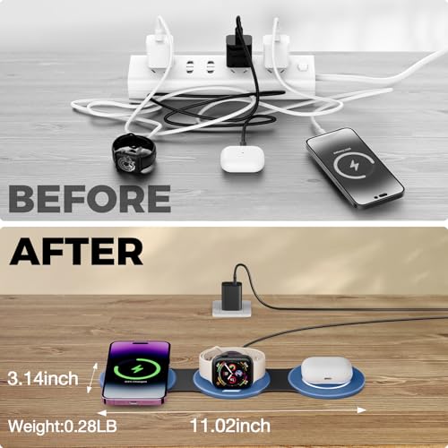 3IN1 Wireless Charging Station for iPhone (Light Blue)