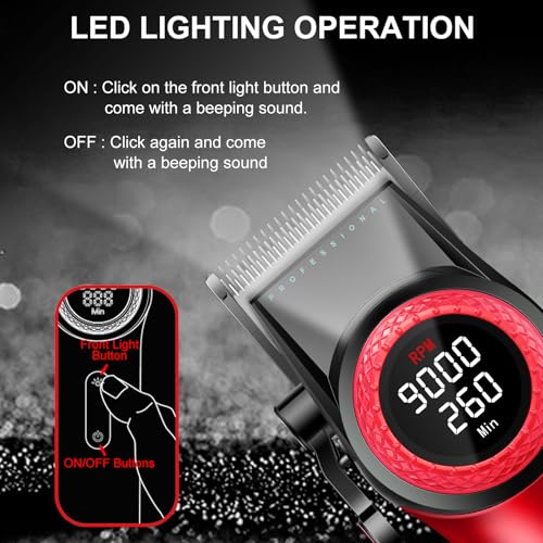 001 & 977 Hair Clipper and Trimmer Set for Men (001+977 2 in 1 Red)