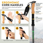 100% Carbon Fiber Trekking Poles by USA Brand (Cork - Purple)