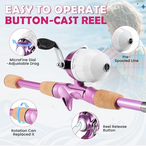 Kids Fishing Pole (Metallic Pink)
