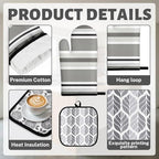 Grey Floral Kitchen Decor Set (Gray Rose)