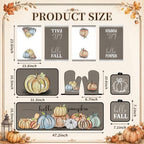 10 Pcs Fall Pumpkin Kitchen Decor Set Kitchen Towels Pot Holders Oven Mitts and Rugs Set Thanksgiving Towels for Baking Cooking BBQ Autumn Home (Light Brown / Minimalist Style Pumpkin)