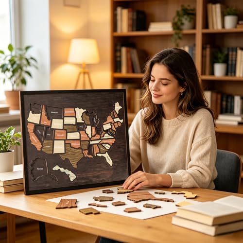 Wooden USA Travel Map Puzzle