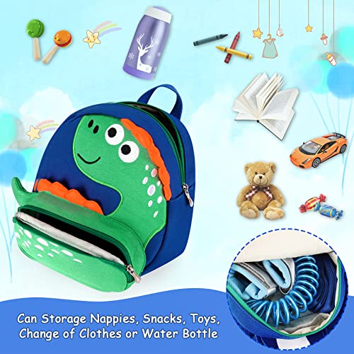 Toddler Harness Backpack Leash (Dark Blue/Green Dinosaur)