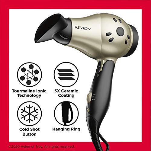 1875W Compact Folding Handle Hair Dryer (Gold/Black / 1 Count (Pack of 1))