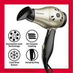 1875W Compact Folding Handle Hair Dryer (Gold/Black / 1 Count (Pack of 1))