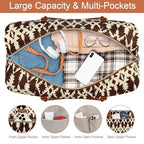 Weekender Bag for Women 21.5" Travel Duffel Large Carry On Bag 3PCS (Large / 8b-Brown)