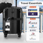 8 Pack Luggage Straps and Cruise Tags Set (Black & Wide)