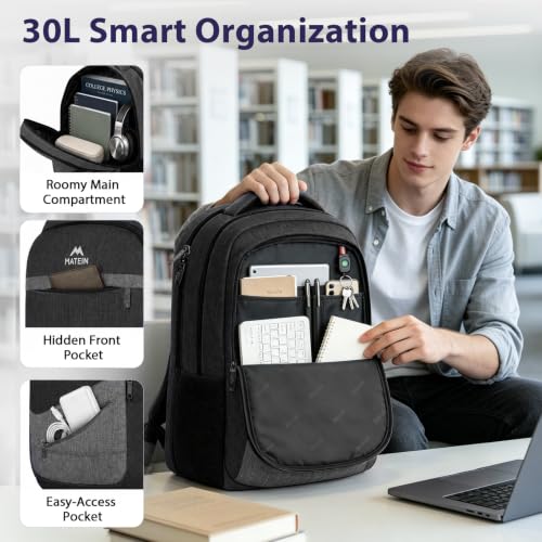 Professional Laptop Backpack for Men (Black Grey / 17 Inch)