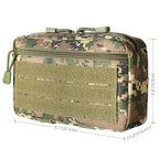 Tactical Molle Admin Pouch Utility Laser Cut EDC Tool Pouch Bag Horizontal Modular Pouches Include US Flag Patch and Keychain (Digital)