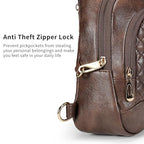 Crossbody Bags for Women Anti Theft Small Sling Handbag with Zipper Lock Vegan Leather RFID Blocking Chest Pure (Coffee)
