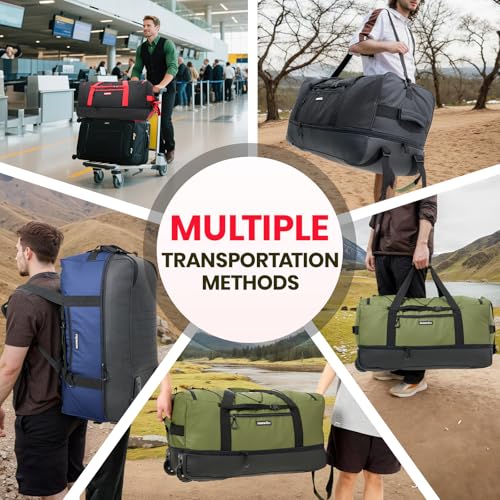 120L Rolling Duffle Bag with Wheels (Red)