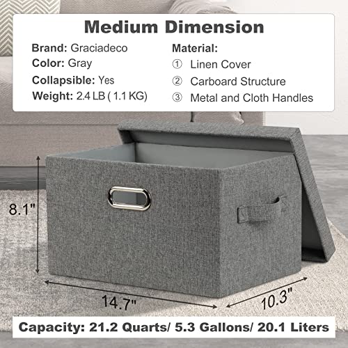 Medium 15" 21 Quart Collapsible Stackable Storage Bins with Lids (Gray1 / Medium -3 Pack)