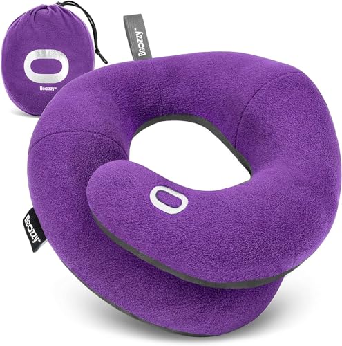 Travel Neck Pillow for Airplane (Purple / Large)