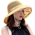 Women Summer Wide Brim Sun Hat Bucket Fishing Hats UV Protection (Medium / M9163-huang)
