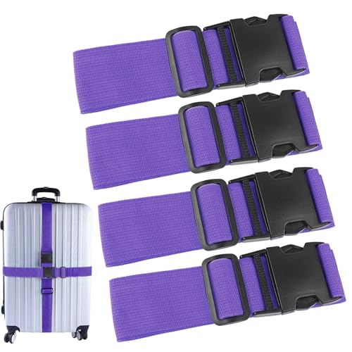 80In Luggage Straps for Suitcase Travel Belt Accessories (4Pcs Purple / 80 In Fix)