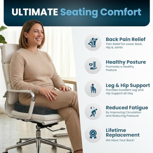 Extra Large Gel & Memory Foam Seat Cushion (Charcoal / X-Large)