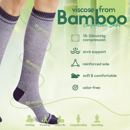 Compression Socks Women & Men (Small-Medium / I11-3pairs (Purple&steel Blue&light Gray))
