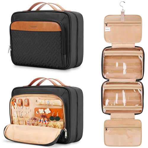 Travel Hanging Toiletry Bag for Women (Black / Medium)