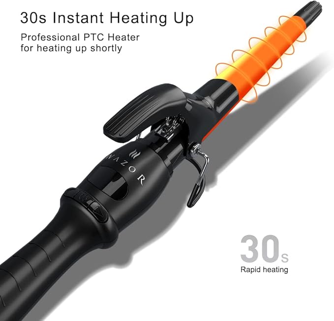 Professional Curling Iron Tapered Curling Wand 1-1/2" Ceramic Hair Curler, Fast Heat-up Multiple Temp Settings Curling Wand with LED Display Auto Shut Off and 2 Hair Clips