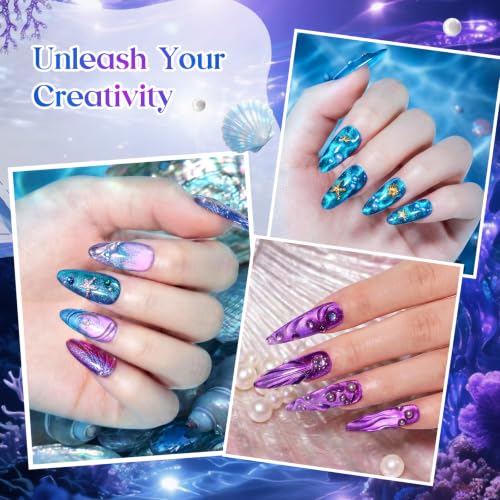 Beetles Blue Halloween Cat Eye Gel Nail Polish Set (A - Blue Purple Green | Siren Song)