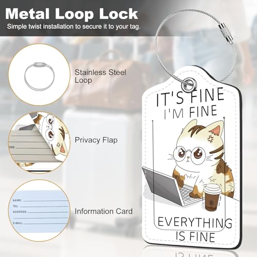 2Pack Luggage Tags for Suitcases (Angry Cat)