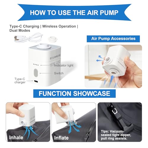 Vacuum Backpack Travel with Pump (A2-black / 30 liters)