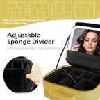 Travel Makeup Bag Cosmetic Bag Makeup Organizer Bag with Lighted Mirror (Yellow / Woven)