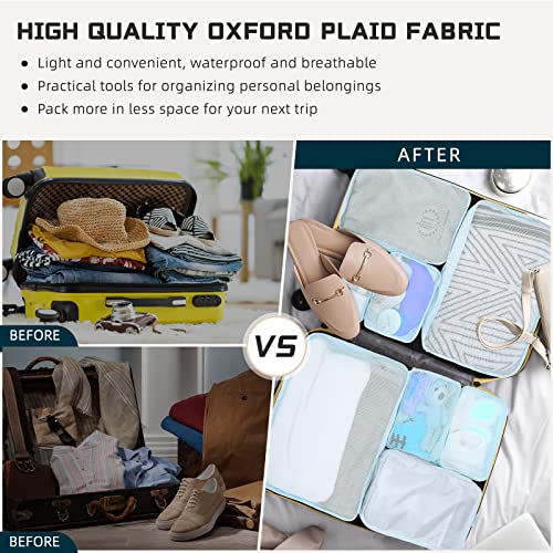 2 Packs Travel Packing Cubes 10 Pcs with Shoe Bags Blue (Blue)