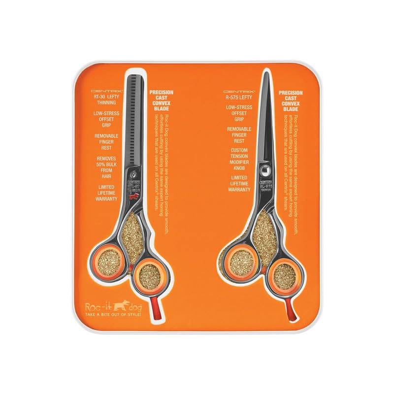 Centrix Roc It Dog Professional Stylist 5.75” Hair Cutting Shears and RTL (RL 575 & RTL 30 (Lefty))