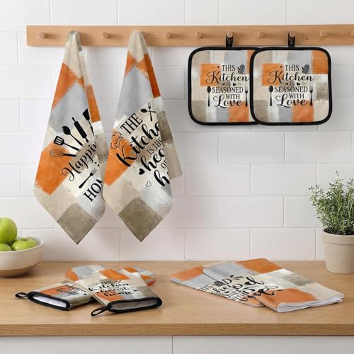 Orange Grey Kitchen Decor Set (Orange Grey)