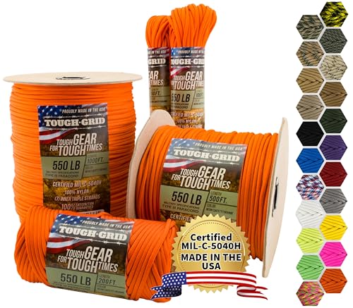 550 Paracord 100% Nylon (Neon Orange / 100 Ft.)