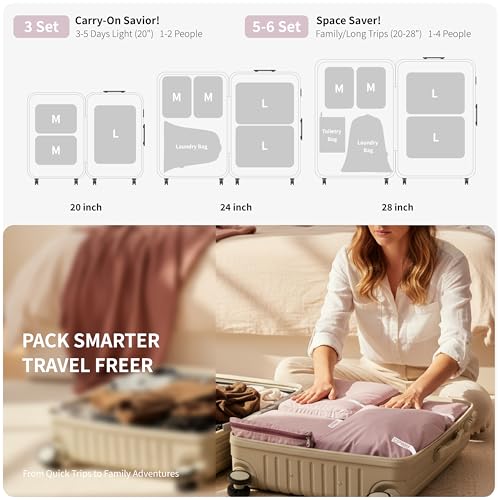 Compression Packing Cubes for Travel (Mauve Pink / 3PCS)