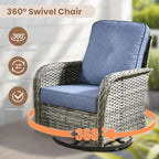 Patio Furniture Set (8 PCS Loveseat Rocking Chair Set / Deni Blue)
