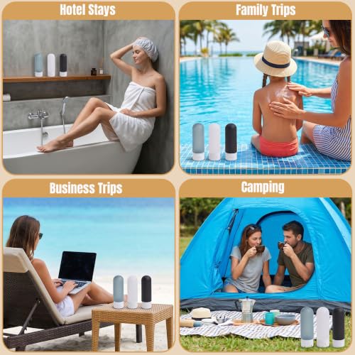 20 Pack Travel Bottles Set for Toiletries (dark blue & black & white)