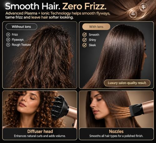 Dual Voltage Travel Hair Dryer (Rose Gold)