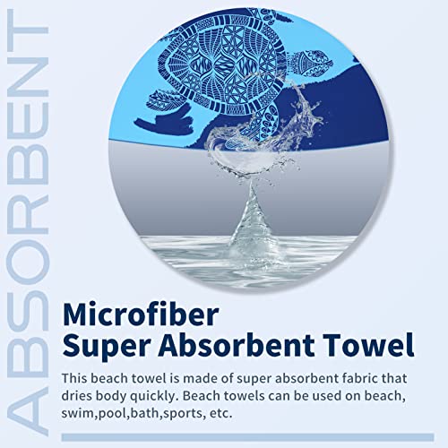 Microfiber Beach Towel Oversized 71x32 (2 Pack Blue Sea Turtle Mandala / 71"x32")