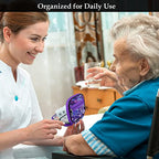 Weekly Travel Pill Organizer Cute Pill Case with 7 Day Pill Box (2 Cases + 2 Boxes / C. Bloom 01 + Purple 01)