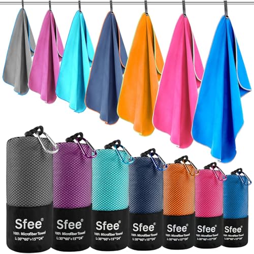 2 Pack Microfiber Travel Towel (L 60"x30"+24"x15" / Navy Blue)