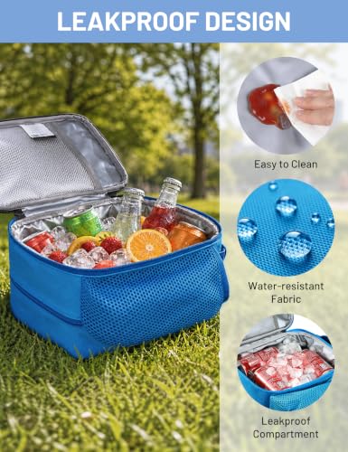 Expandable Small Lunch Box for Men Women Kids Work School (Light Blue)