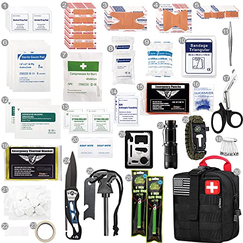 250 Pcs Survival First Aid Kit (Black)