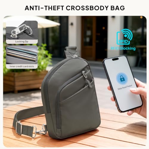 Anti Theft Crossbody Bag for Women Men (3-dark Grey)